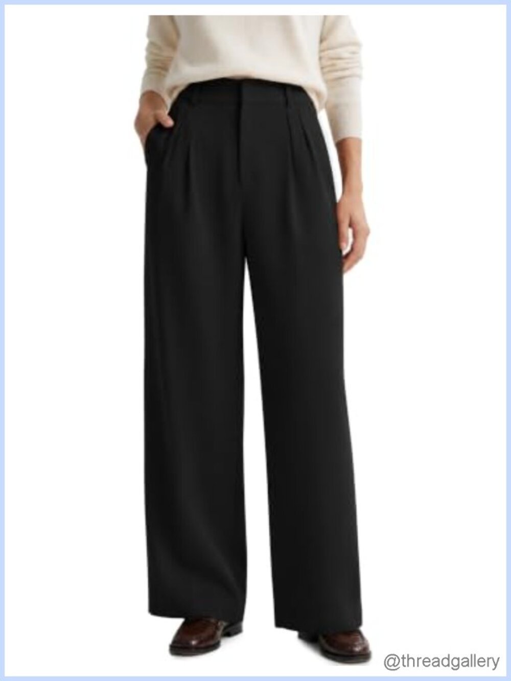 Wide Leg Crepe Dress Pants Tailored Work Trousers